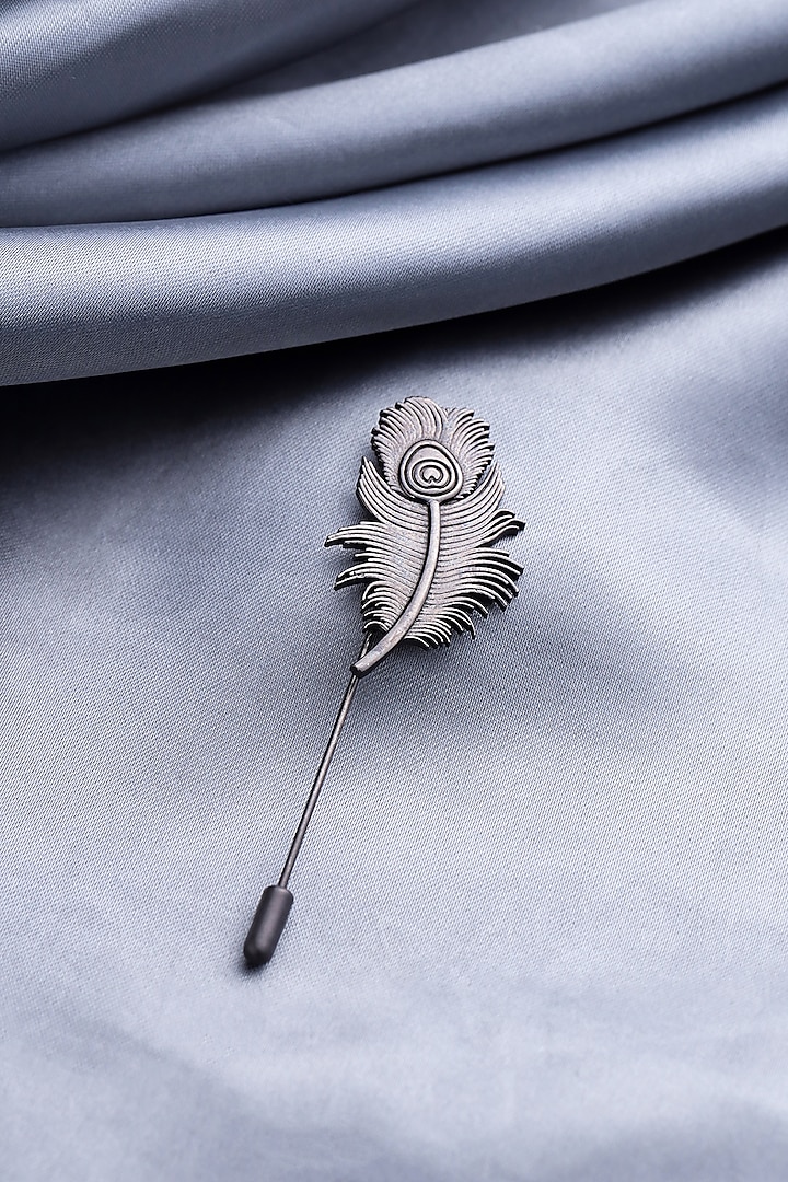 Black Tone Brass Peacock Feather Lapel Pin by Cosa Nostraa