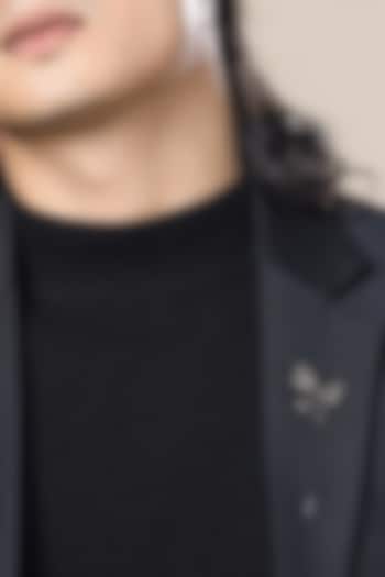 Black Tone Brass Lotus Lapel Pin by Cosa Nostraa