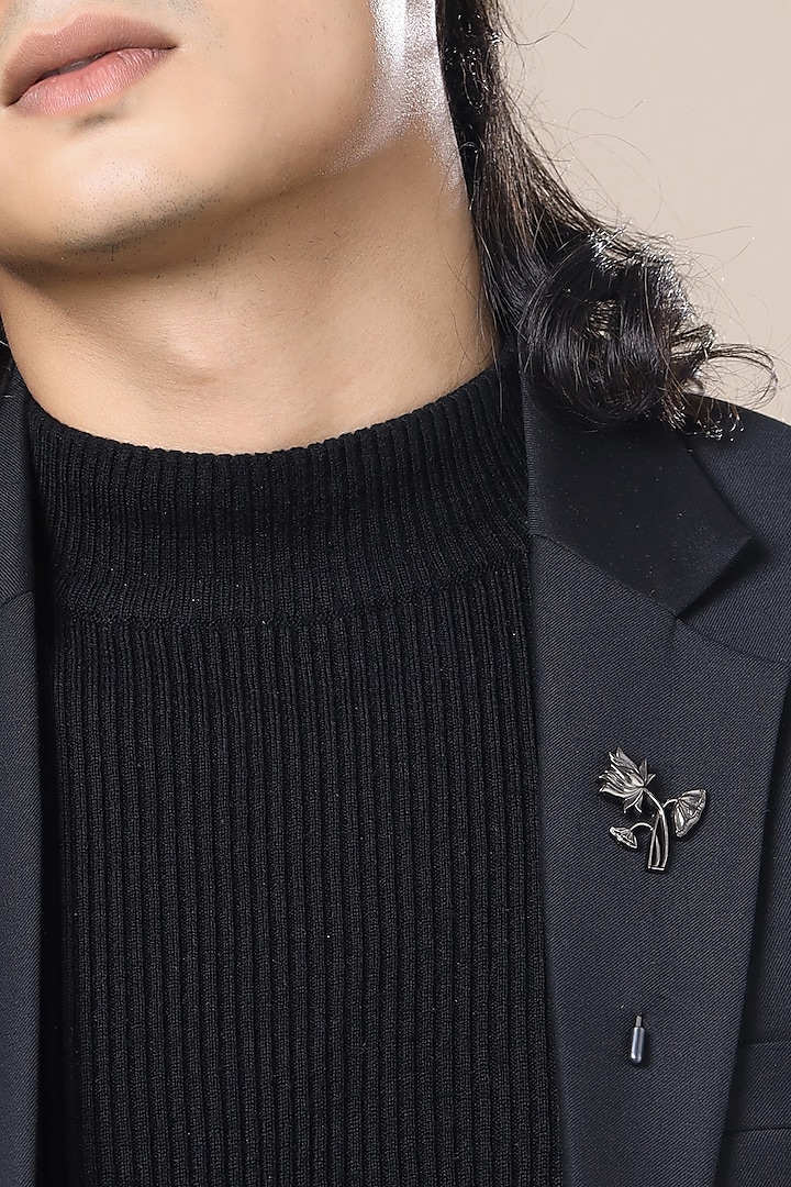 Black Tone Brass Lotus Lapel Pin by Cosa Nostraa