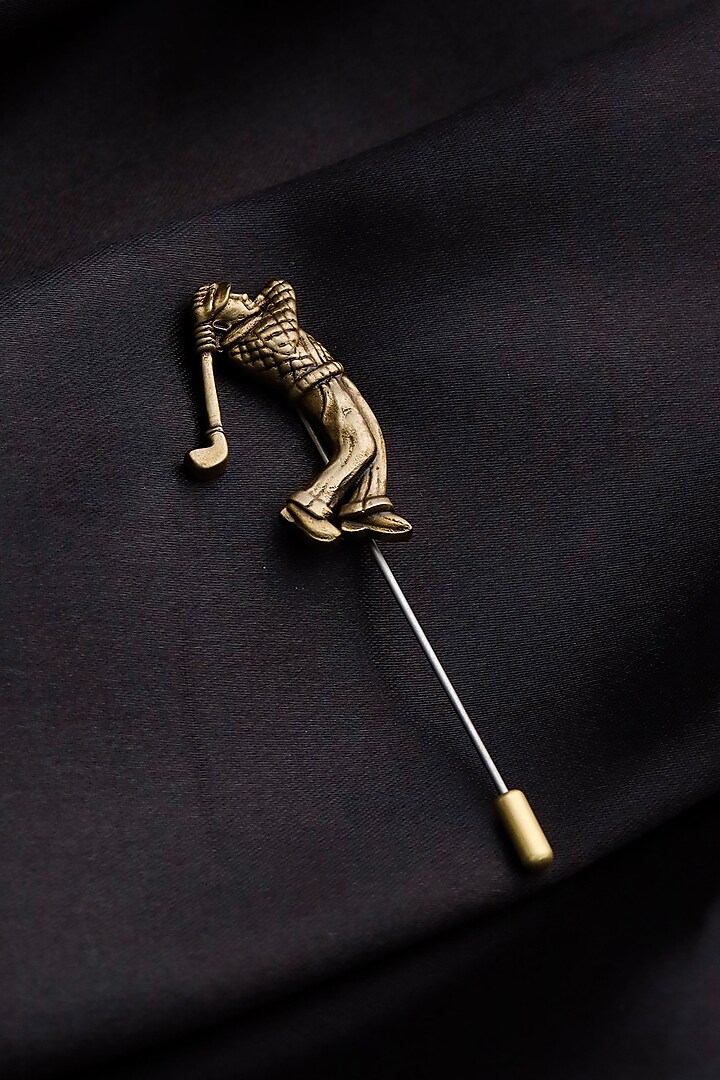 Antique Gold Brass Golfer Lapel Pin by Cosa Nostraa