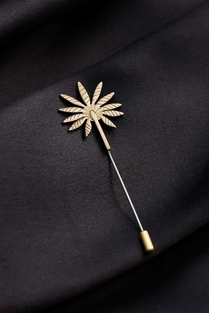 Antique Gold Brass Floral Lapel Pin by Cosa Nostraa