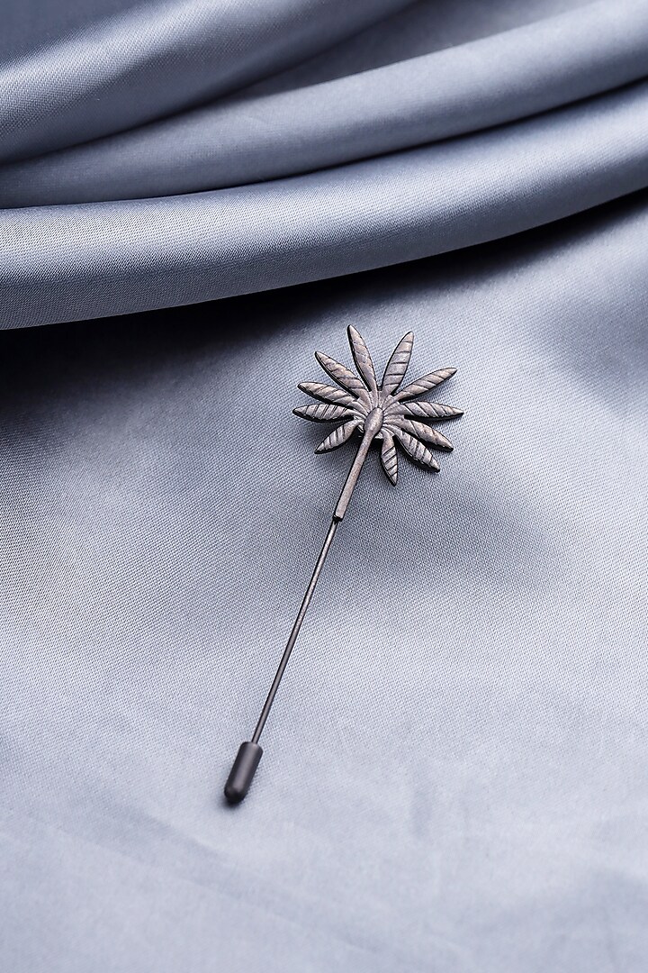 Black Tone Brass Floral Lapel Pin by Cosa Nostraa