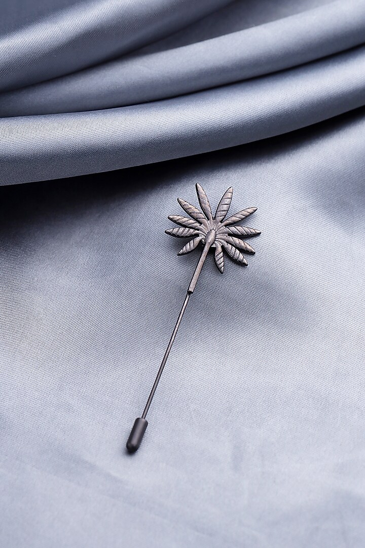 Black Tone Brass Floral Lapel Pin by Cosa Nostraa at Pernia's Pop Up Shop