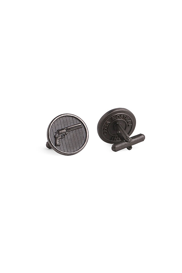 Black Tone Brass Gun Cufflinks (Set of 2) by Cosa Nostraa at Pernia's Pop Up Shop