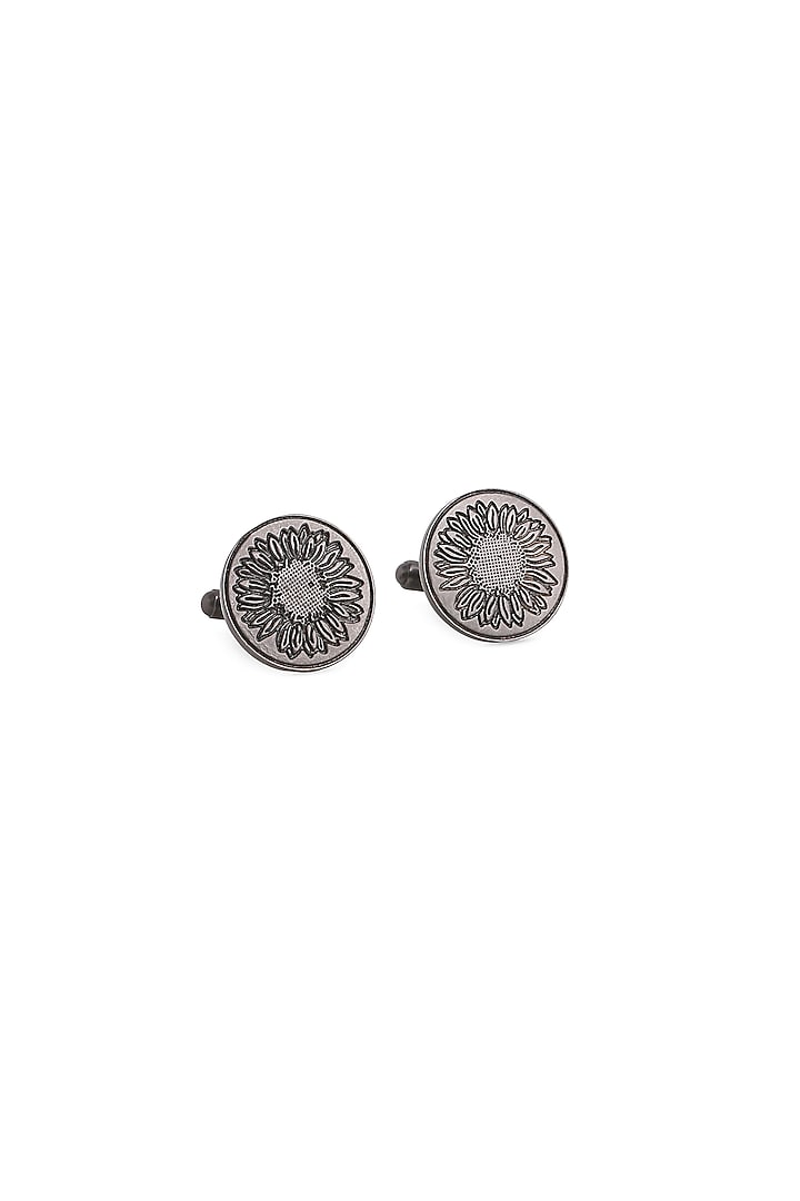 Black Tone Brass Sunflower Cufflinks (Set of 2) by Cosa Nostraa at Pernia's Pop Up Shop