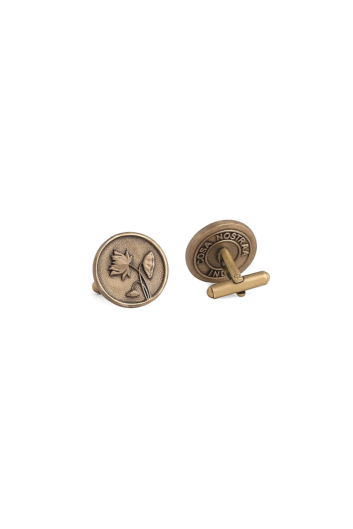 Antique Gold Brass Lotus Cufflinks (Set of 2) by Cosa Nostraa at Pernia's Pop Up Shop