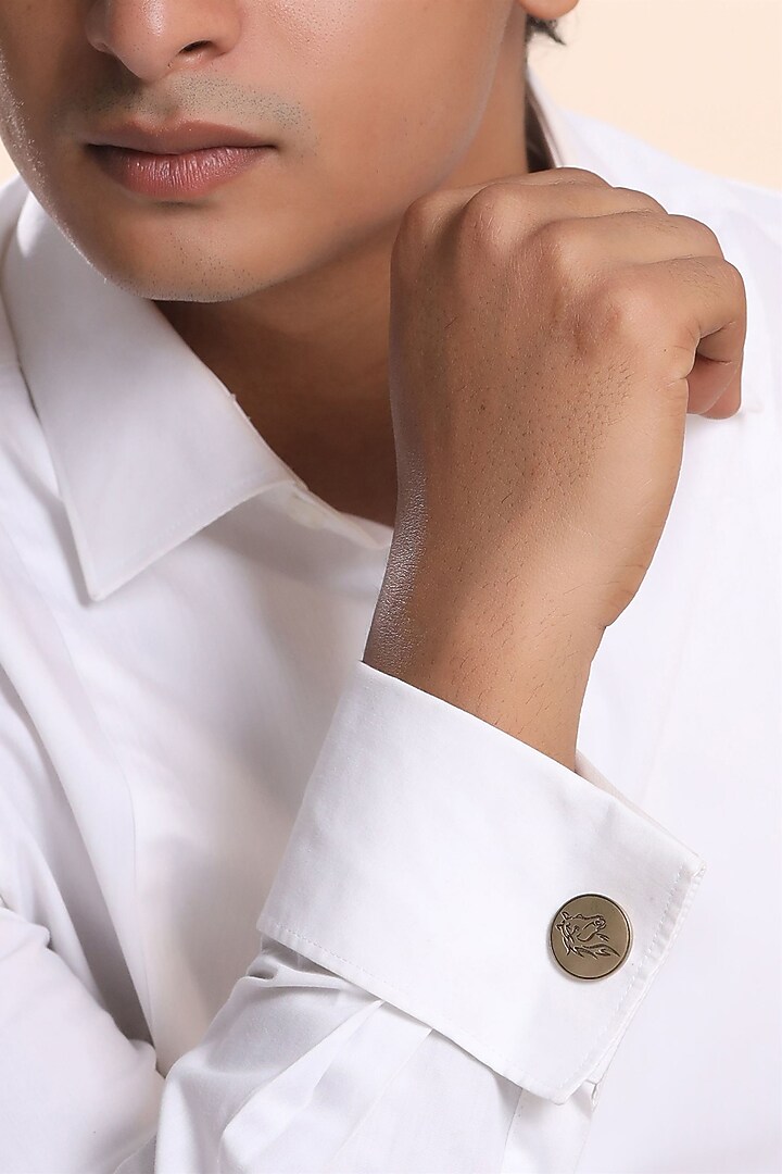 Antique Gold Brass Horse Motif Cufflinks (Set of 2) by Cosa Nostraa at Pernia's Pop Up Shop