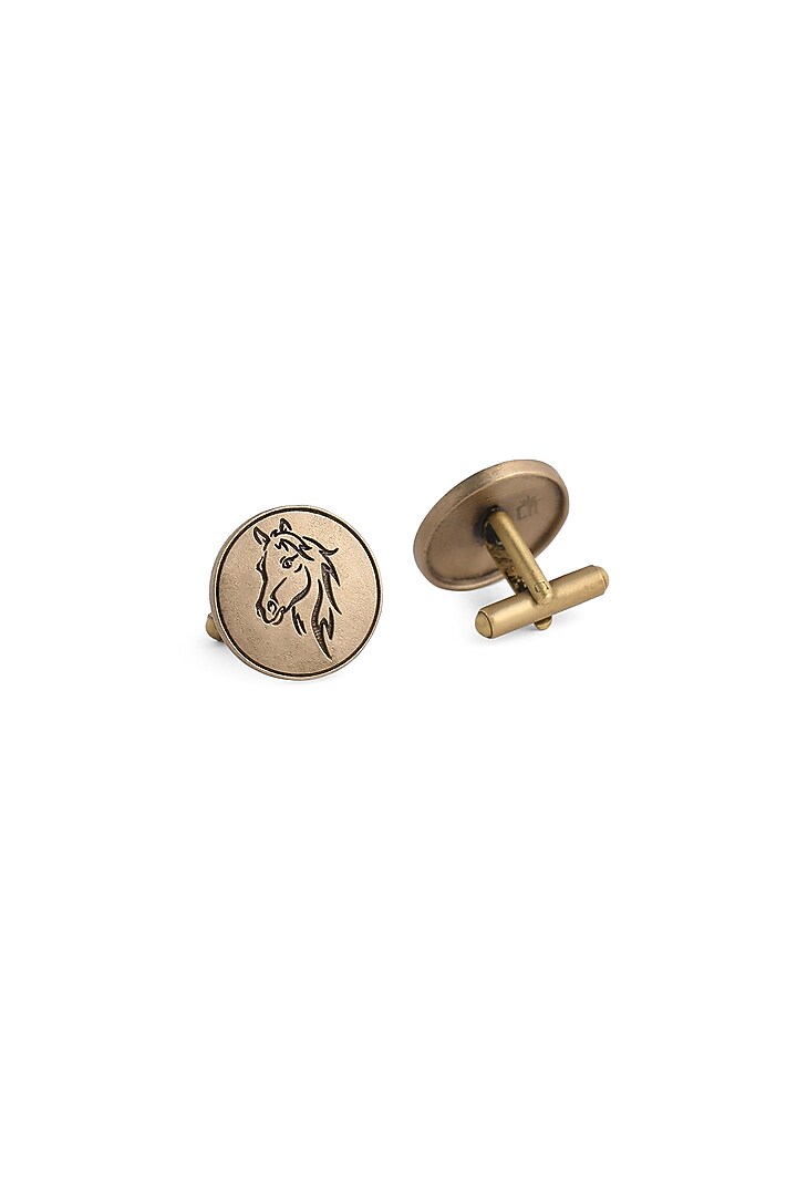 Antique Gold Brass Horse Motif Cufflinks (Set of 2) by Cosa Nostraa at Pernia's Pop Up Shop