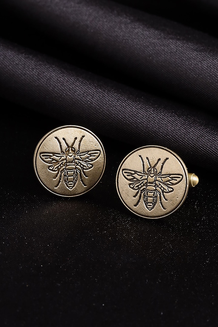 Antique Gold Brass Bee Motif Cufflinks (Set of 2) by Cosa Nostraa at Pernia's Pop Up Shop