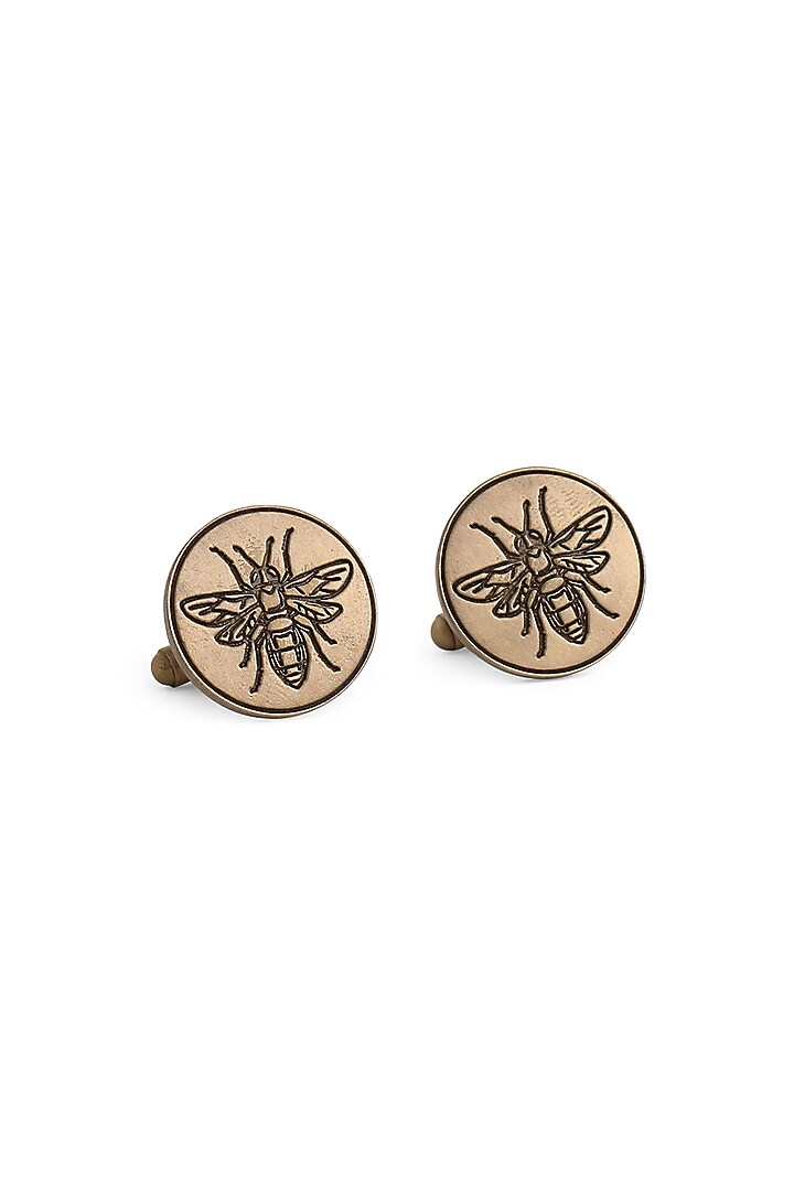 Antique Gold Brass Bee Motif Cufflinks (Set of 2) by Cosa Nostraa at Pernia's Pop Up Shop