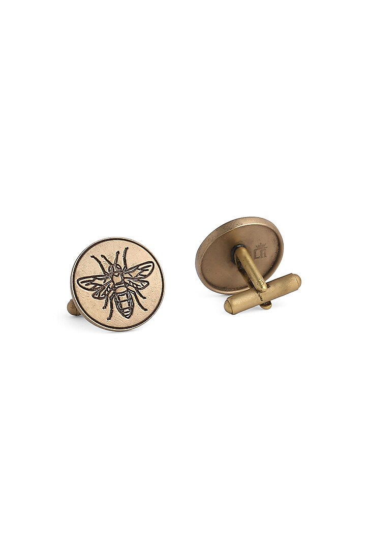 Antique Gold Brass Bee Motif Cufflinks (Set of 2) by Cosa Nostraa at Pernia's Pop Up Shop