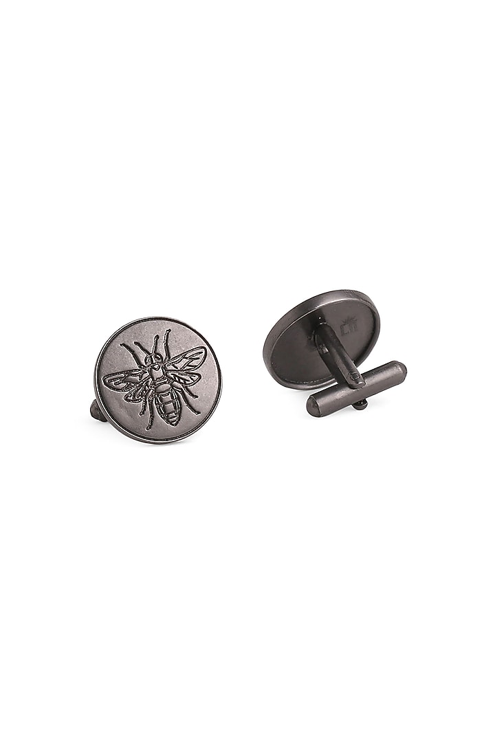 Black Tone Brass Bee Motif Cufflinks (Set of 2) by Cosa Nostraa at Pernia's Pop Up Shop