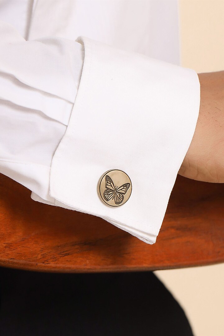 Antique Gold Brass Dainty Butterfly Cufflinks (Set of 2) by Cosa Nostraa at Pernia's Pop Up Shop