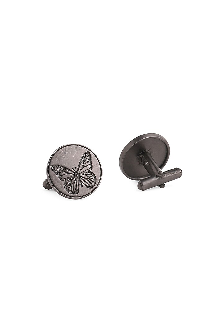 Black Tone Brass Dainty Butterfly Cufflinks (Set of 2) by Cosa Nostraa at Pernia's Pop Up Shop