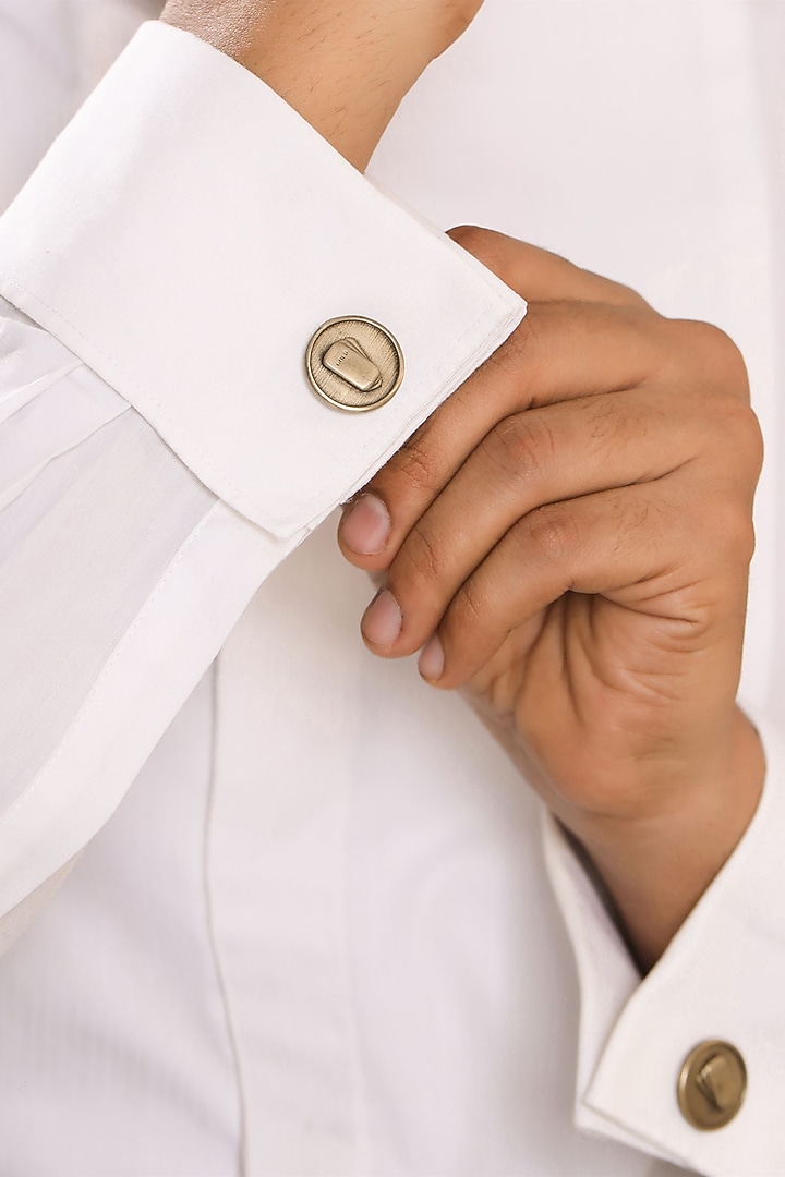 Antique Gold Brass Biscuit Cufflinks (Set of 2) by Cosa Nostraa at Pernia's Pop Up Shop