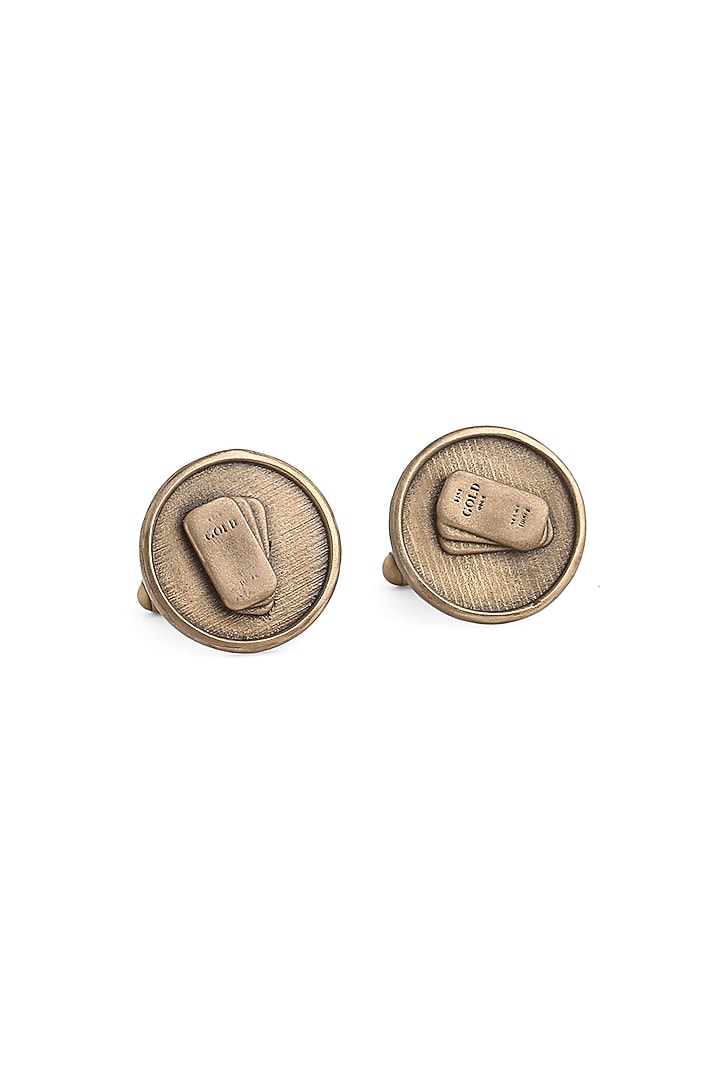 Antique Gold Brass Biscuit Cufflinks (Set of 2) by Cosa Nostraa at Pernia's Pop Up Shop