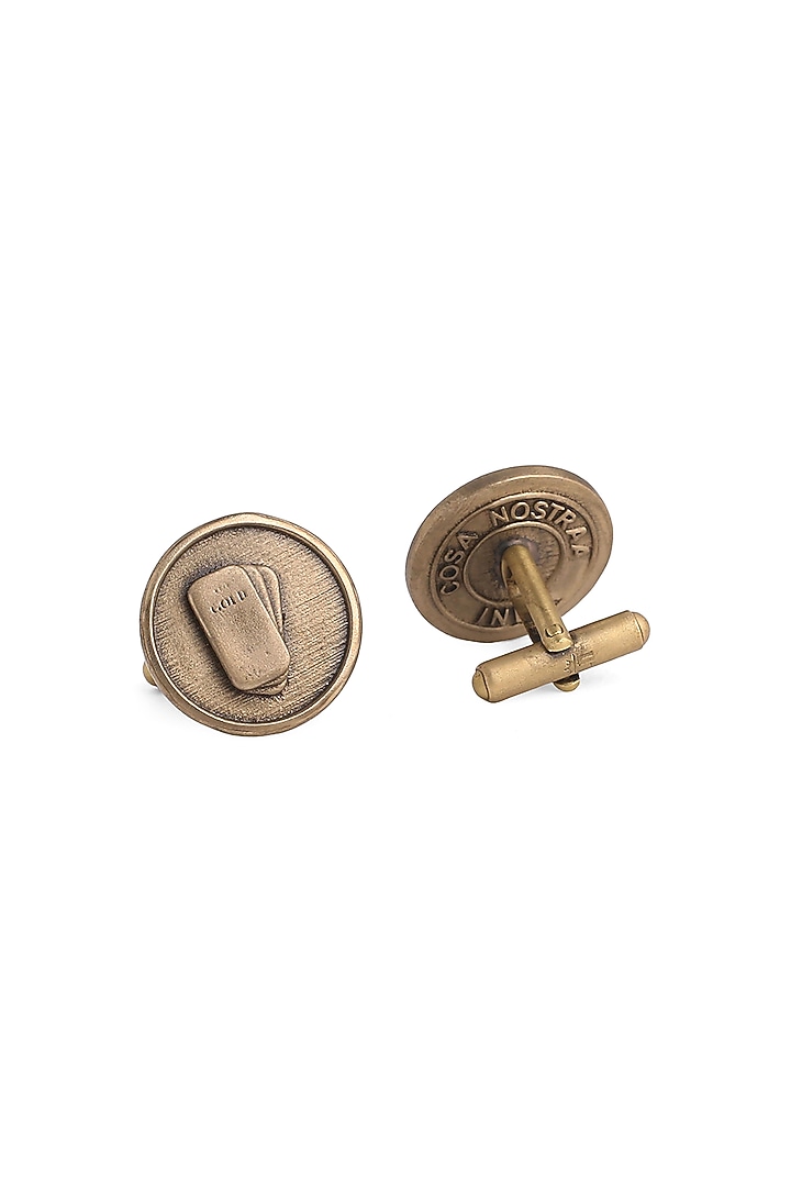 Antique Gold Brass Biscuit Cufflinks (Set of 2) by Cosa Nostraa at Pernia's Pop Up Shop