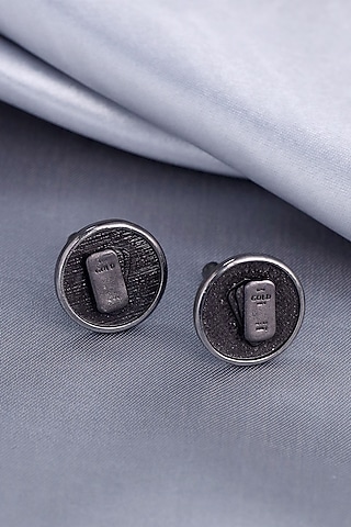 Black Tone Brass Biscuit Cufflinks (Set of 2) by Cosa Nostraa