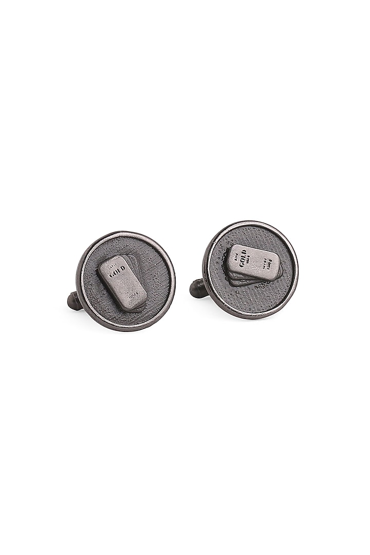 Black Tone Brass Biscuit Cufflinks (Set of 2) by Cosa Nostraa at Pernia's Pop Up Shop