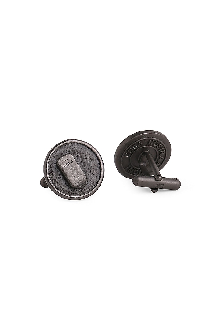 Black Tone Brass Biscuit Cufflinks (Set of 2) by Cosa Nostraa at Pernia's Pop Up Shop