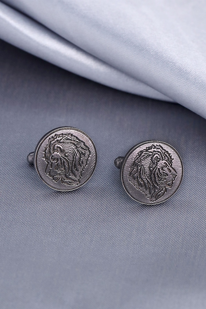 Black Tone Brass Lion's Mane Cufflinks by Cosa Nostraa