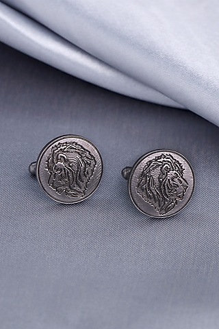 Black Tone Brass Lion's Mane Cufflinks (Set of 2) by Cosa Nostraa