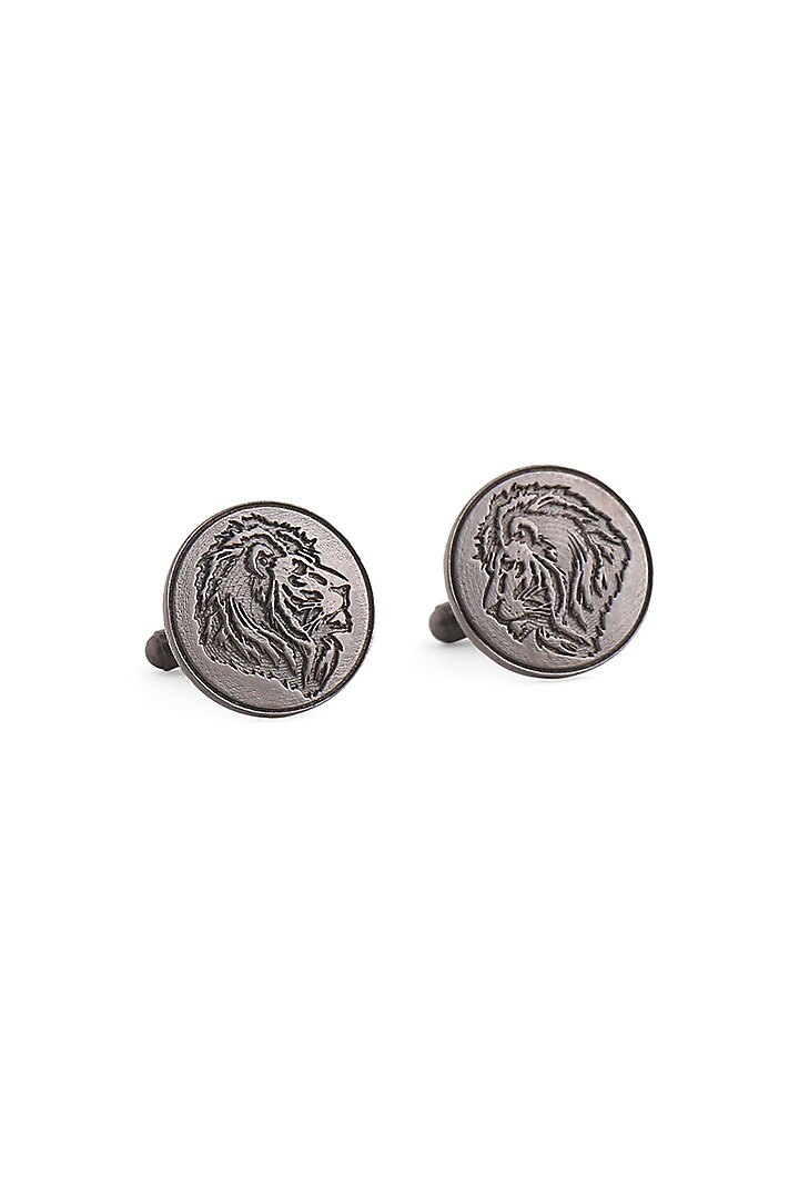 Black Tone Brass Lion's Mane Cufflinks (Set of 2) by Cosa Nostraa at Pernia's Pop Up Shop
