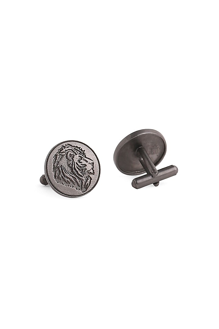 Black Tone Brass Lion's Mane Cufflinks (Set of 2) by Cosa Nostraa at Pernia's Pop Up Shop