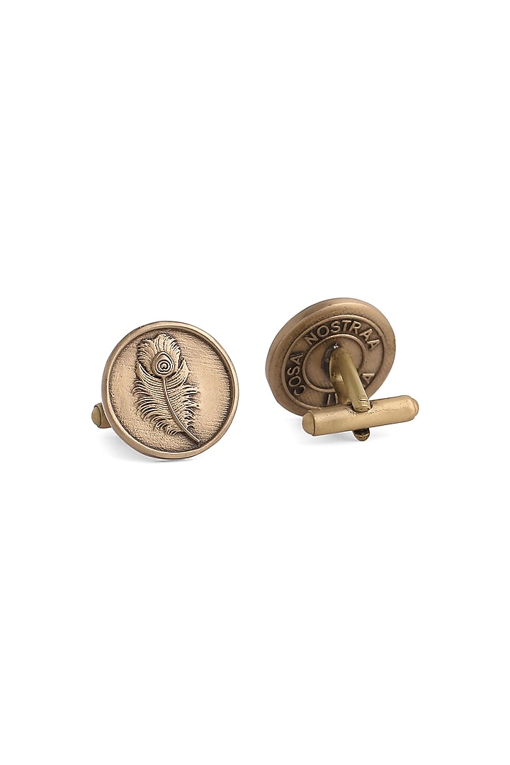 Antique Gold Brass Peacock Grace Cufflinks (Set of 2) by Cosa Nostraa at Pernia's Pop Up Shop