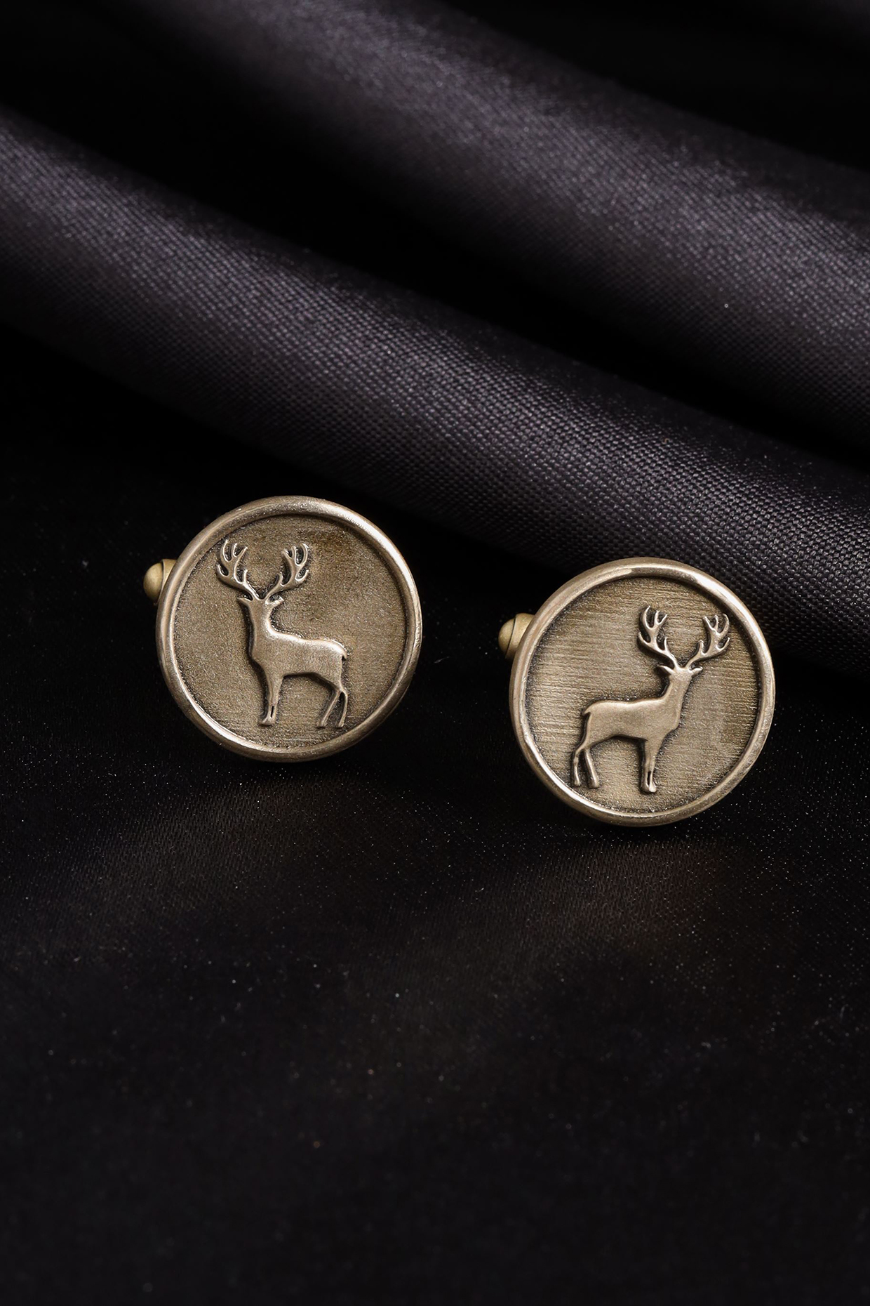 Antique Gold Brass Daring Deer Cufflinks (Set of 2) by Cosa Nostraa