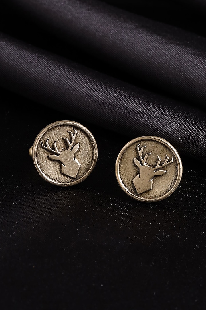 Antique Gold Brass Imperial Stag Cufflinks by Cosa Nostraa