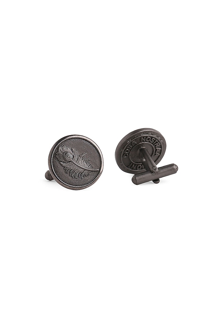 Black Tone Brass Peacock Grace Cufflinks (Set of 2) by Cosa Nostraa at Pernia's Pop Up Shop