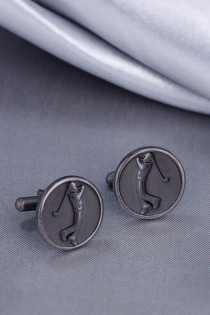 Black Tone Brass Golfer Cufflinks (Set of 2) by Cosa Nostraa