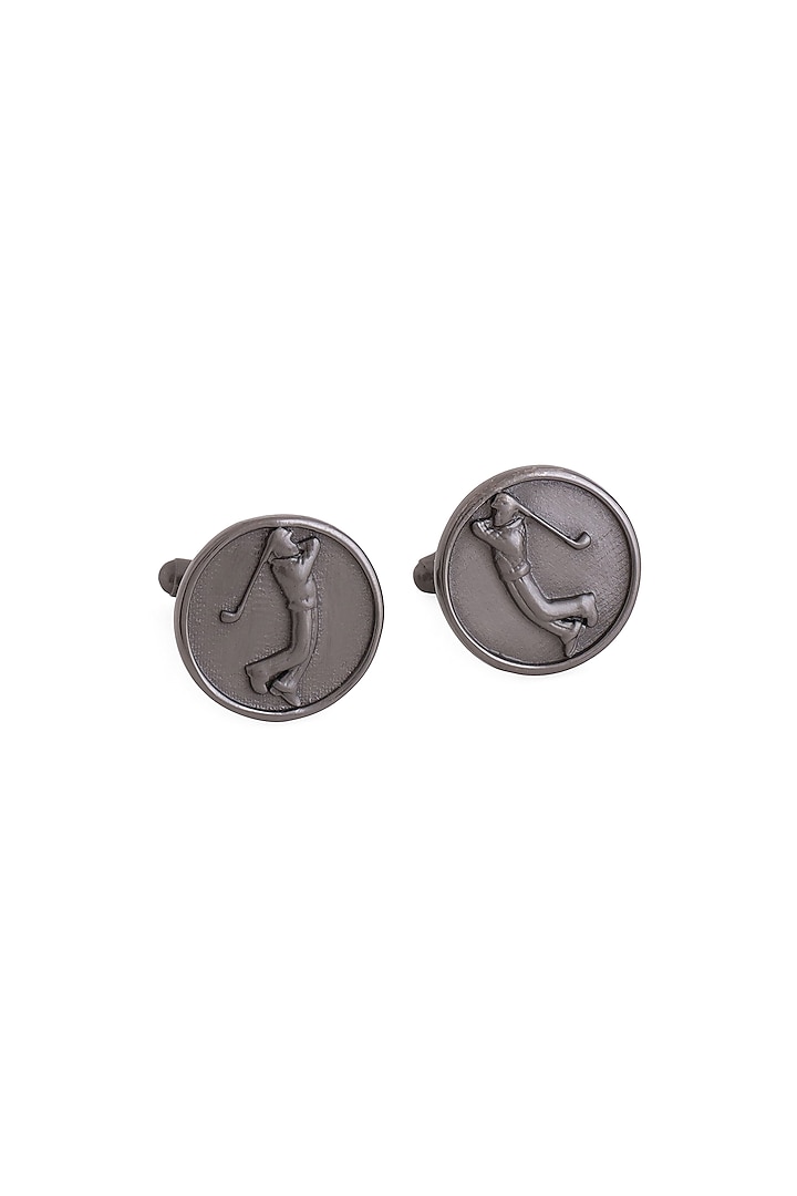 Black Tone Brass Golfer Cufflinks (Set of 2) by Cosa Nostraa