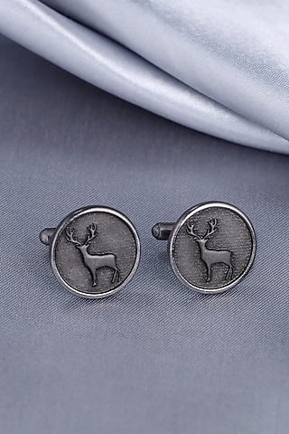 Black Tone Brass Daring Deer Cufflinks (Set of 2) by Cosa Nostraa