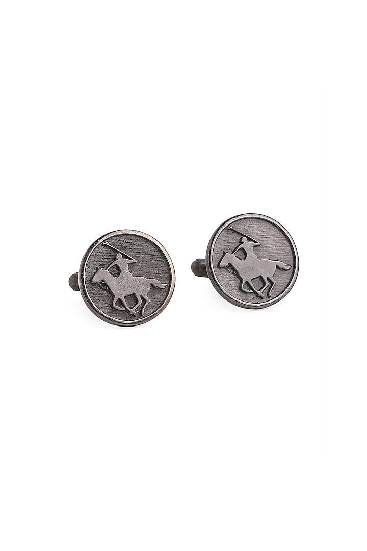 Black Tone Brass Warrior Cufflinks (Set of 2) by Cosa Nostraa at Pernia's Pop Up Shop