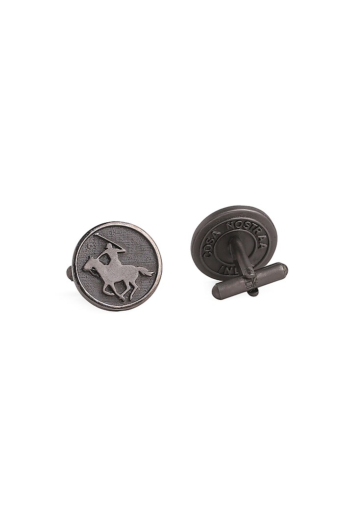Black Tone Brass Warrior Cufflinks (Set of 2) by Cosa Nostraa at Pernia's Pop Up Shop