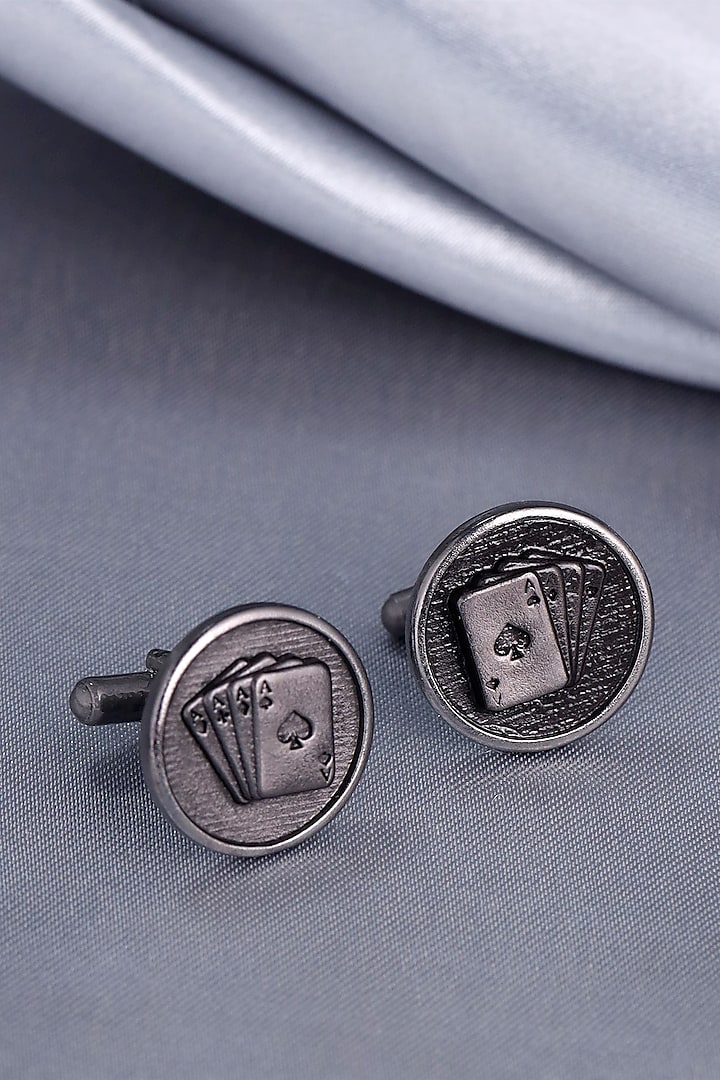 Black Tone Brass Aces Rule Cufflinks (Set of 2) by Cosa Nostraa