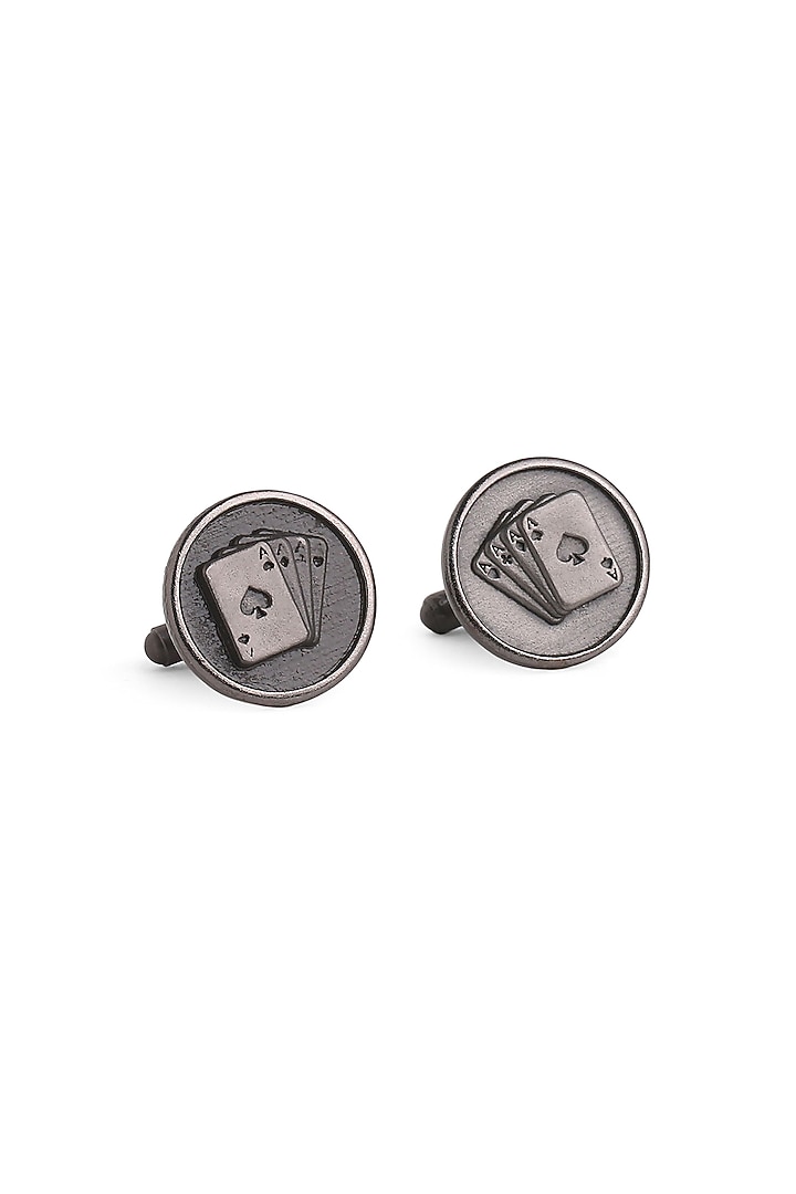 Black Tone Brass Aces Rule Cufflinks (Set of 2) by Cosa Nostraa at Pernia's Pop Up Shop
