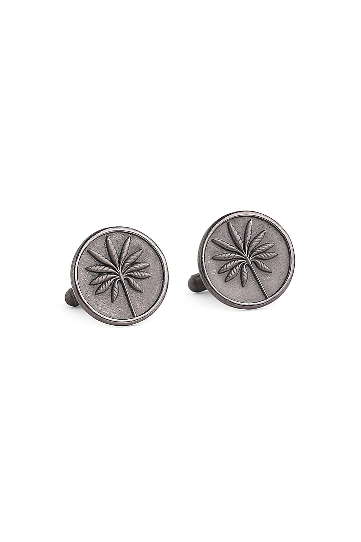 Black Tone Brass Floral Cufflinks (Set of 2) by Cosa Nostraa at Pernia's Pop Up Shop