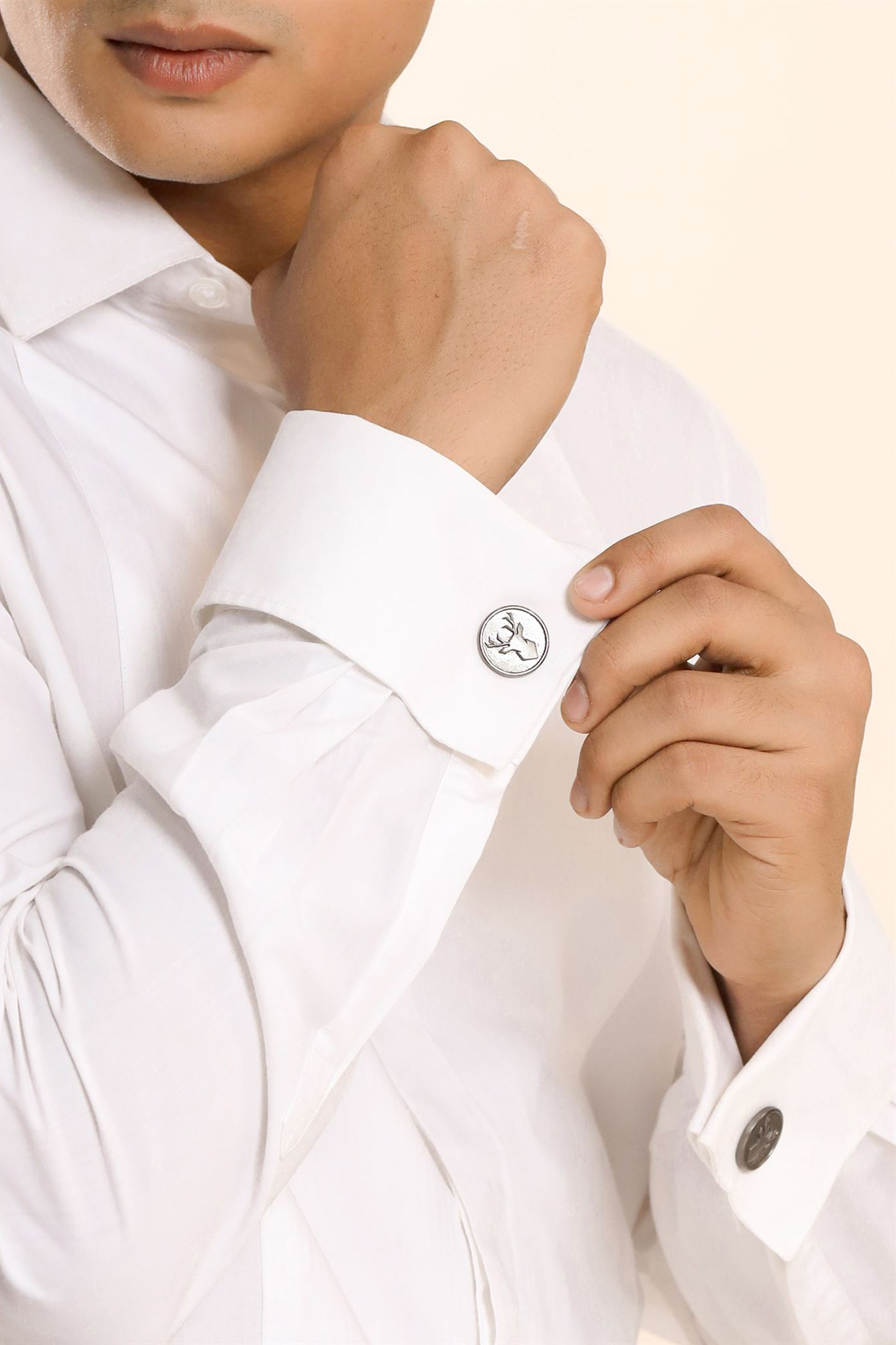 Black Tone Brass Imperial Stag Cufflinks (Set of 2) by Cosa Nostraa at Pernia's Pop Up Shop
