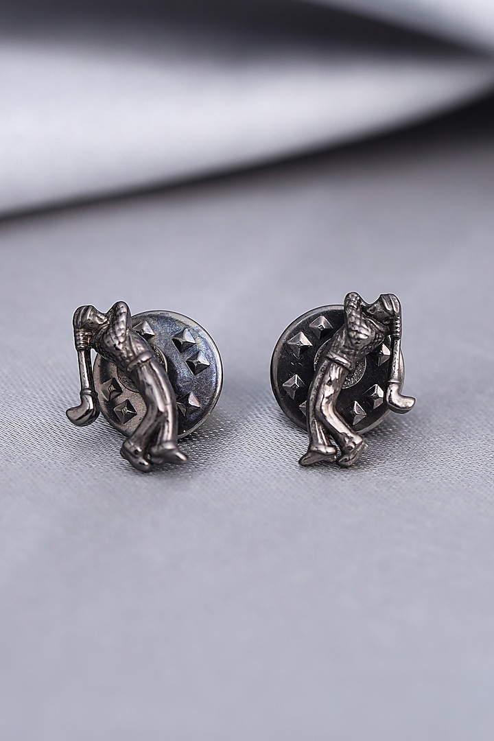 Black Tone Brass Golfer Collar Tips (Set of 2) by Cosa Nostraa at Pernia's Pop Up Shop