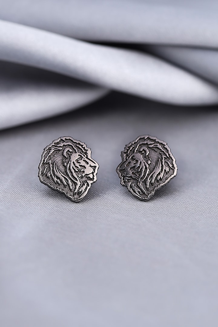 Black Tone Brass Lion's Mane Collar Tips (Set of 2) by Cosa Nostraa