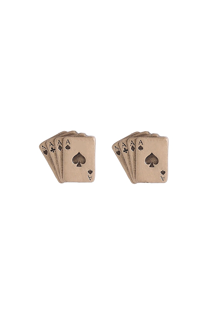 Antique Gold Brass Aces Rule Collar Tips (Set of 2) by Cosa Nostraa