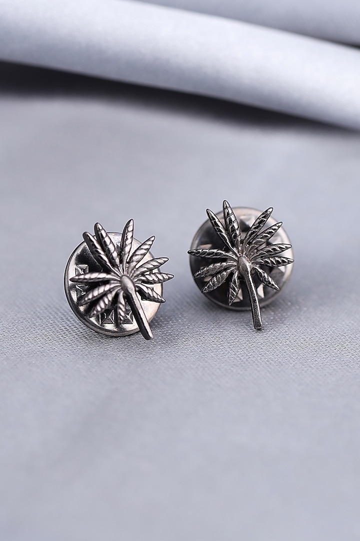 Black Tone Brass Floral Collar Tips (Set of 2) by Cosa Nostraa at Pernia's Pop Up Shop