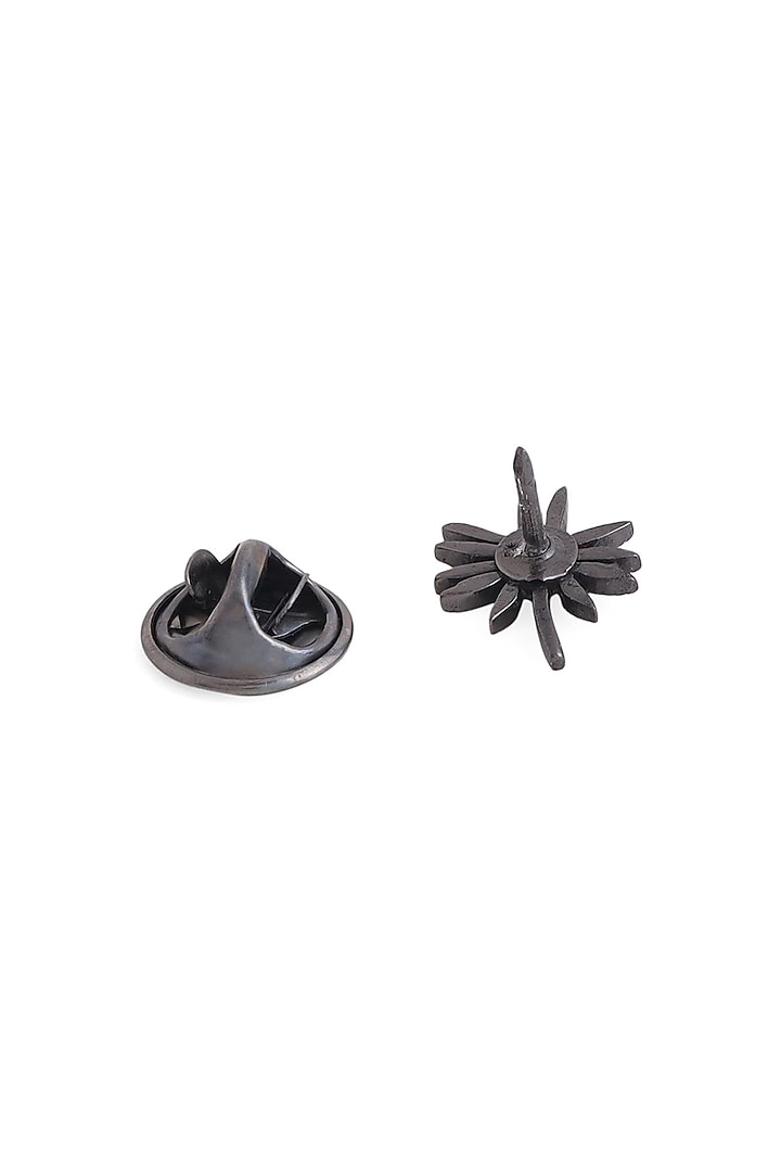 Black Tone Brass Floral Collar Tips (Set of 2) by Cosa Nostraa at Pernia's Pop Up Shop