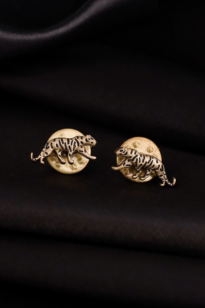 Antique Gold Brass Calm Cheetah Collar Tips by Cosa Nostraa