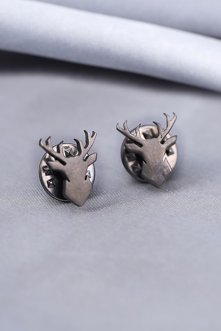 Black Tone Imperial Stag Collar Tips (Set of 2) by Cosa Nostraa