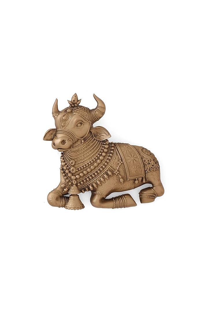 Antique Gold Brass Lord Divine Nandi Brooch by Cosa Nostraa at Pernia's Pop Up Shop