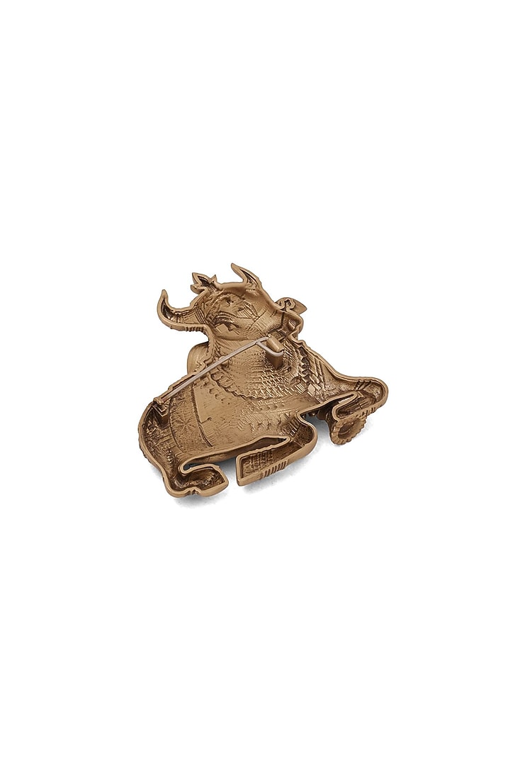 Antique Gold Brass Lord Divine Nandi Brooch by Cosa Nostraa at Pernia's Pop Up Shop